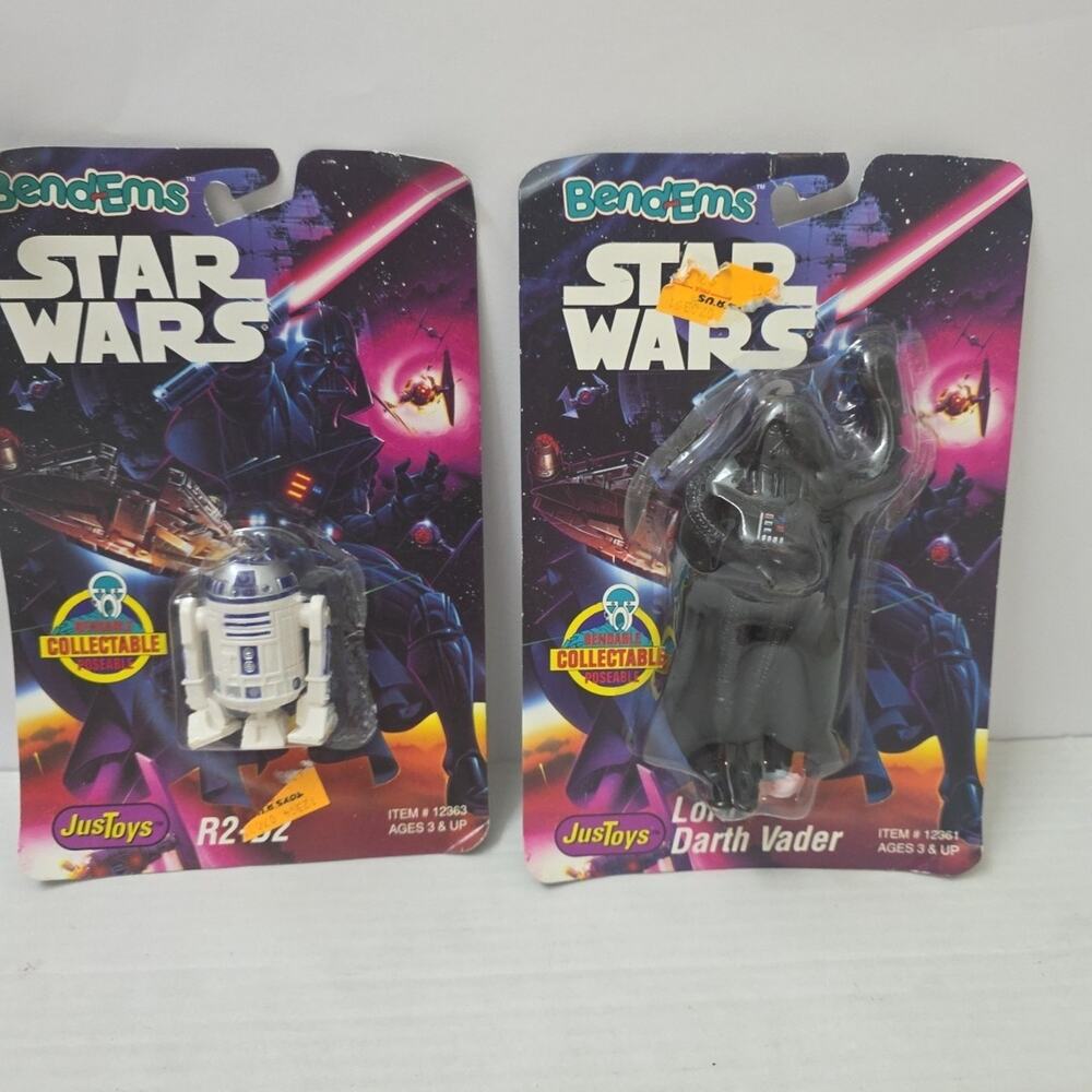Lot Of 2 Star Wars Bend-Ems R2-D2 & Darth Vader Figures Vintage Just Toys 1993